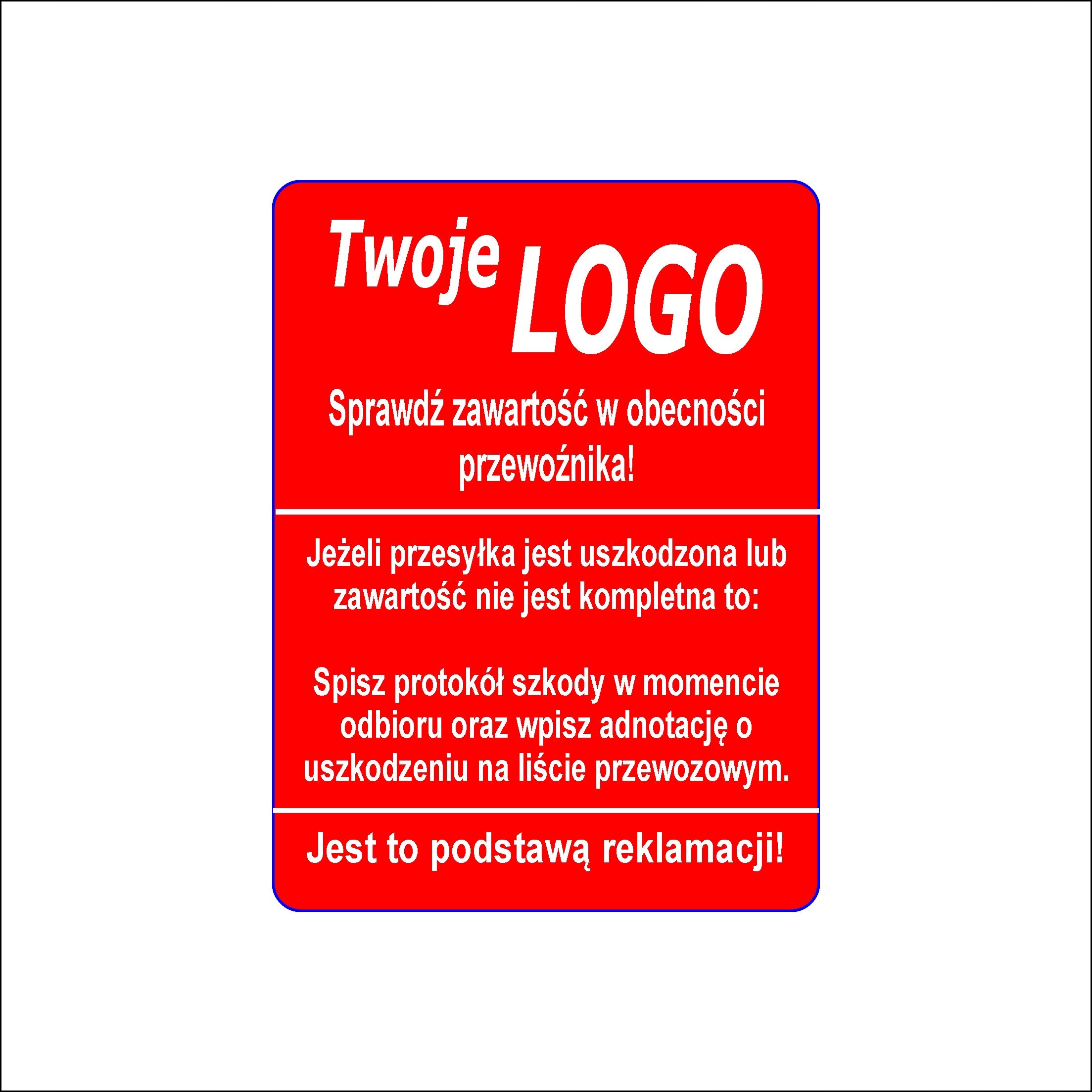 Naklejki SPRAWDŹ ZAWARTOŚĆ Z LOGO 10.000 szt.