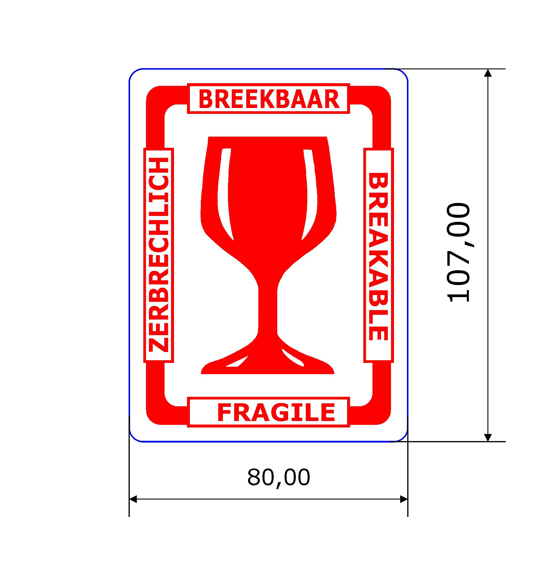 Etykiety samoprzylepne FRAGILE Wielojęzykowe Międzynarodowe 80 x 107 10.000 szt. - obrazek 2
