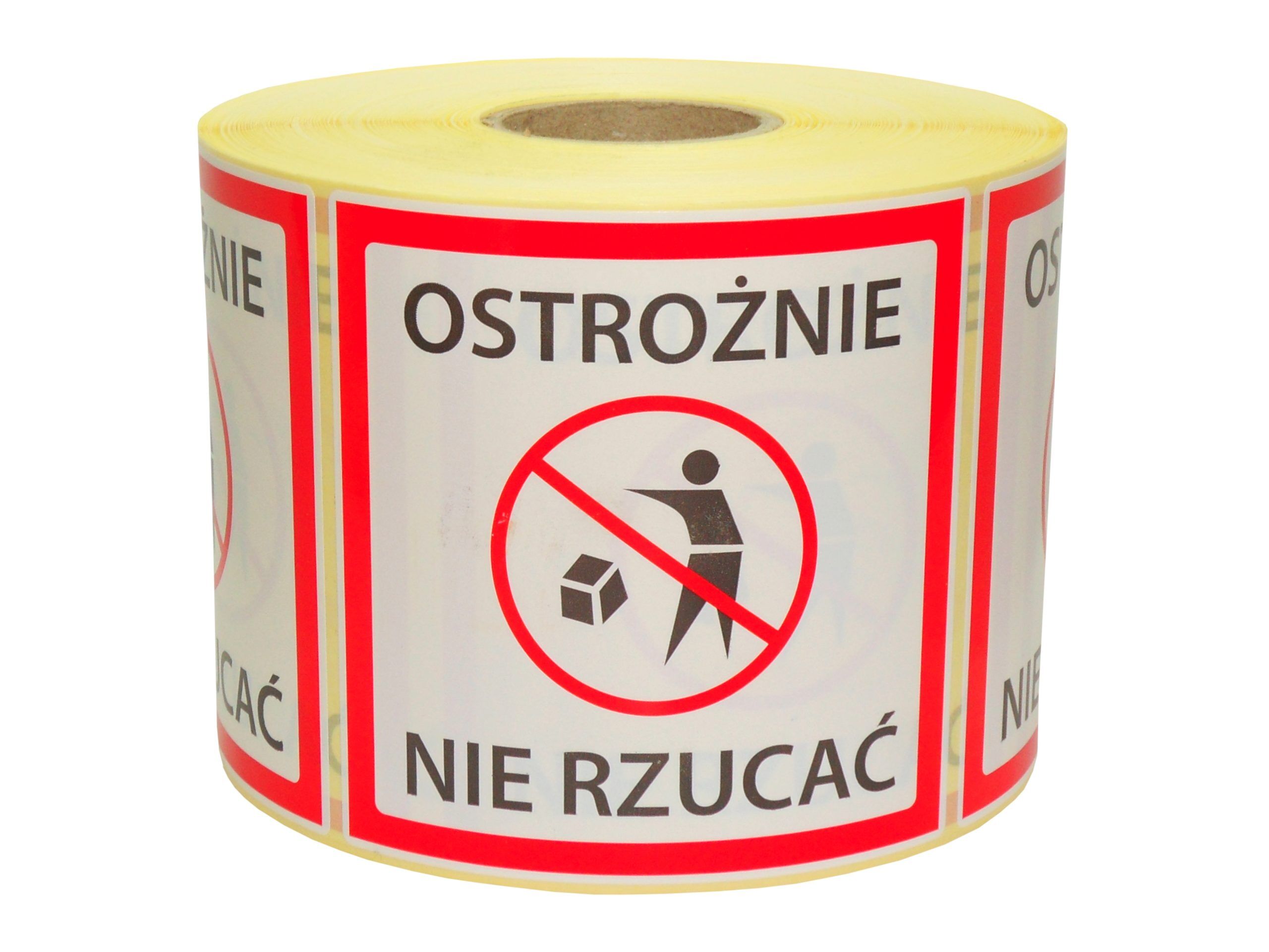 Naklejki OSTROŻNIE NIE RZUCAĆ na paczki 97X97 mm 1000 szt. - obrazek 5