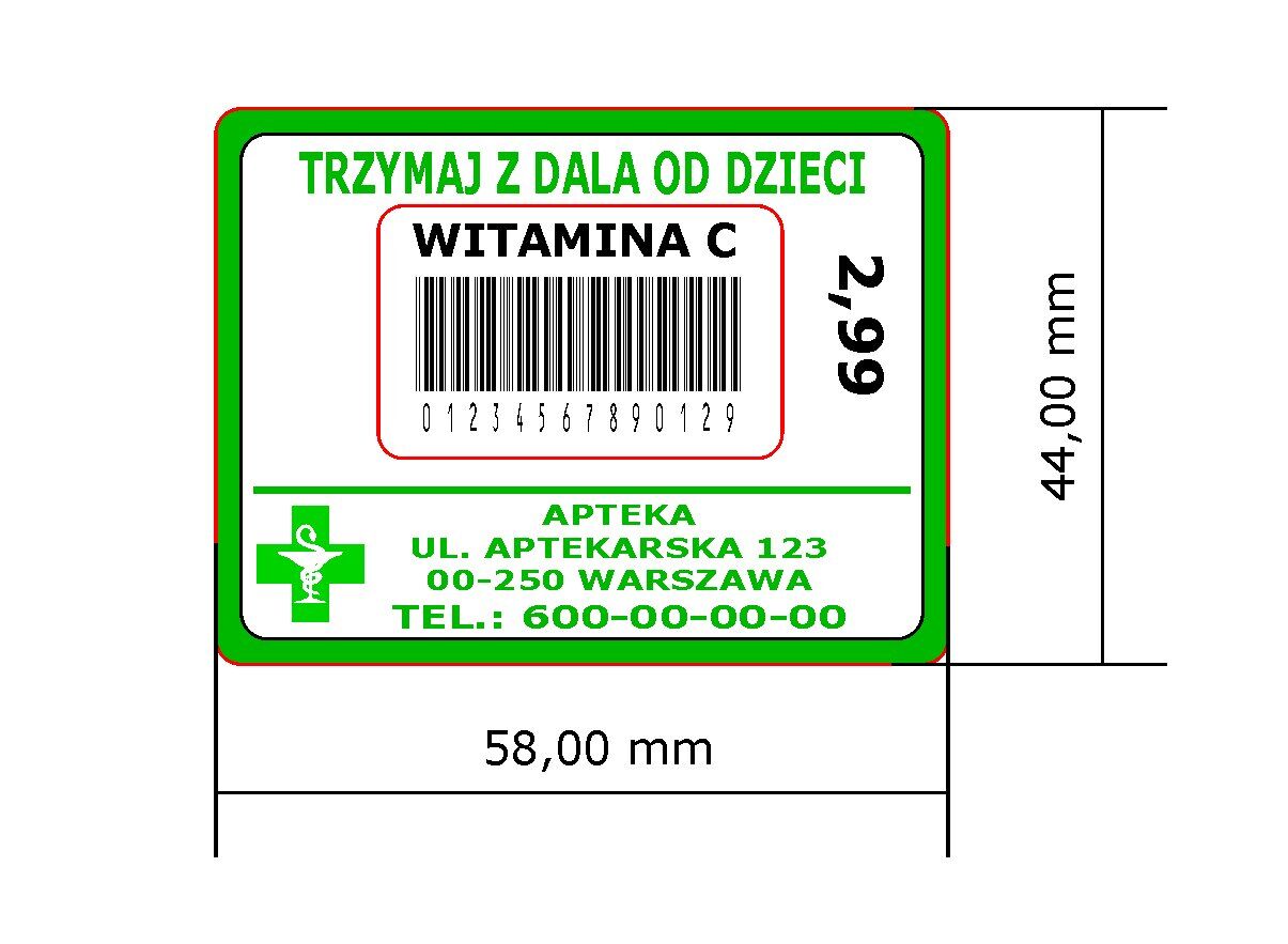 Etykiety samoprzylepne 58x44 z nadrukiem 1 kolor dla Aptek 10.000 szt. - obrazek 5