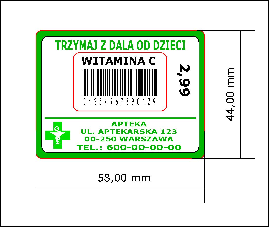 Etykiety samoprzylepne 58x44 z nadrukiem 1 kolor dla Aptek 10.000 szt. - obrazek 3